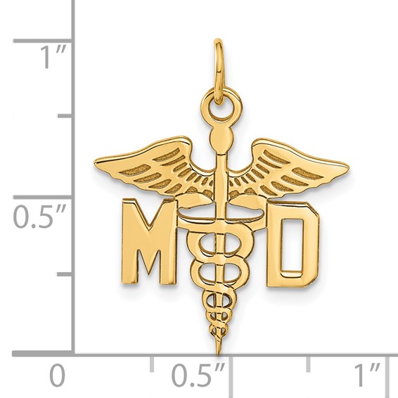 14k Large M.D. Caduceus Charm