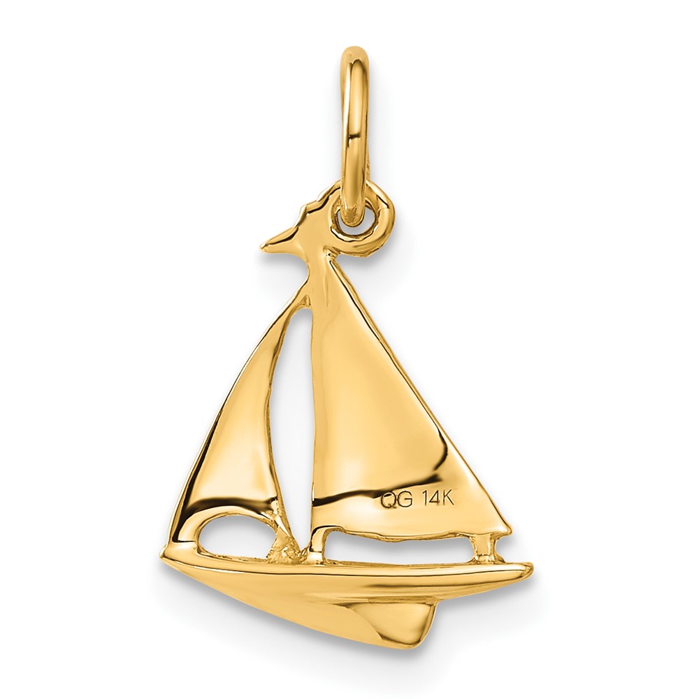 14K  3D Sailboat Charm (A1206)