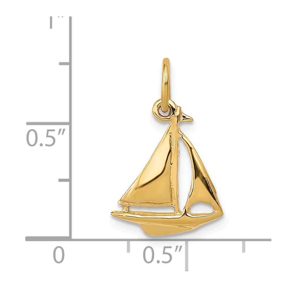 14K  3D Sailboat Charm (A1206)
