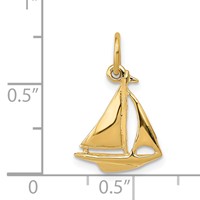 14K Yellow Gold 3-D Sailboat Charm view 4