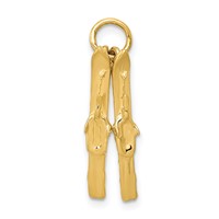 14K Yellow Gold 3-D Pair of Skis Charm view 4