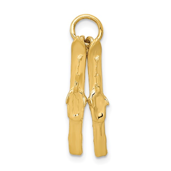 14K 3-D Pair Of Skis Charm