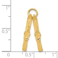 14K Yellow Gold 3-D Pair of Skis Charm view 3