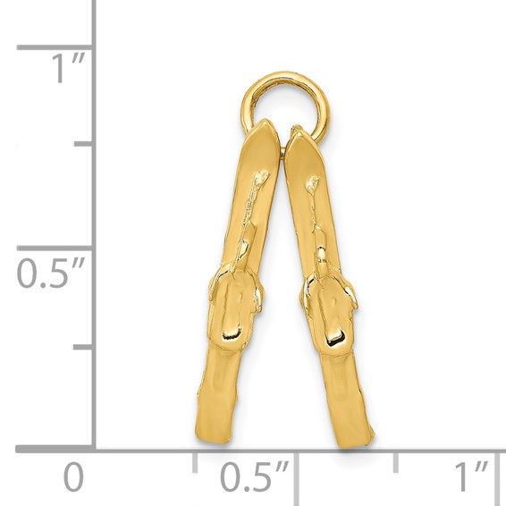 14K 3-D Pair Of Skis Charm