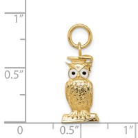 14K Yellow Gold Enameled Graduation Owl Charm view 2