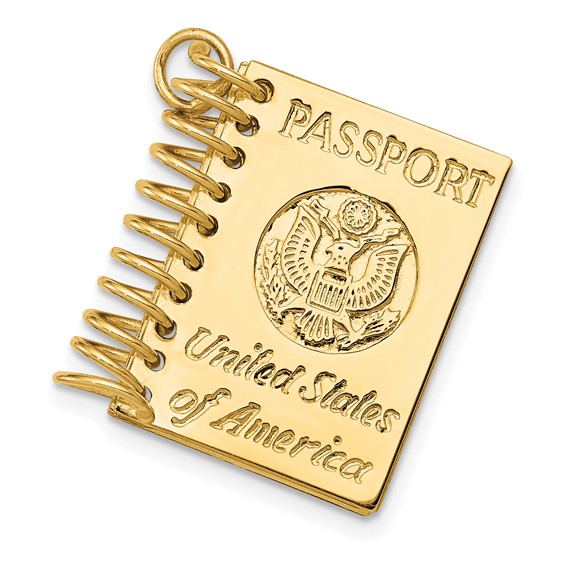 14k 3-D Passport Opens Charm