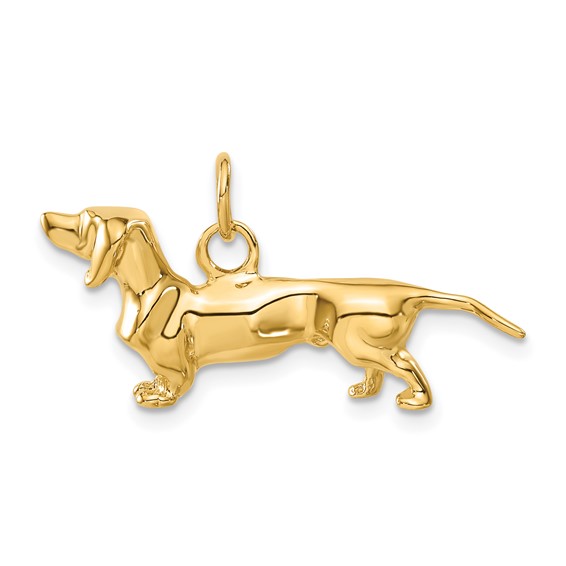 14k 3-D Dachshund Dog Charm