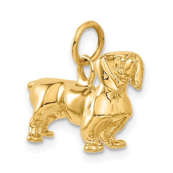 14k 3-D Dachshund Dog Charm