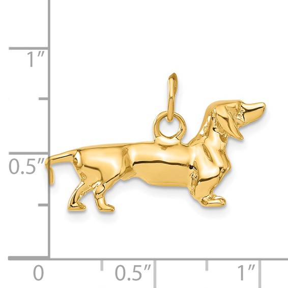 14k 3-D Dachshund Dog Charm