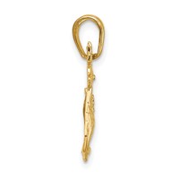 14K Yellow Gold Polished Reindeer Pendant view 2