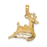 14K Yellow Gold Polished Reindeer Pendant view 4