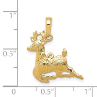 14K Yellow Gold Polished Reindeer Pendant view 3