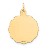 14K Yellow Gold Wrestling Scalloped Edge 18mm Engravable Disc Charm view 3