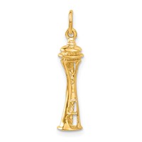 14K Yellow Gold 3-D Seattle Space Needle Charm view 3