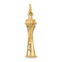 14K Yellow Gold 3-D Seattle Space Needle Charm view 1