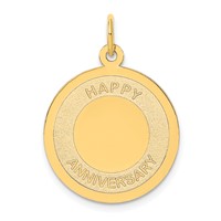 14K Happy Anniversary 20mm Engravable Disc Charm view 1