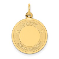 14K Happy Anniversary with Hearts 16mm Engravable Disc Charm view 1
