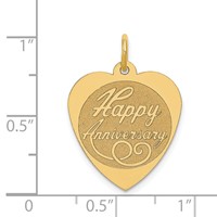 14K Yellow Gold Happy Anniversary 18mm Engravable Heart Charm view 3