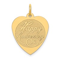 14K Yellow Gold Happy Anniversary 18mm Engravable Heart Charm view 1