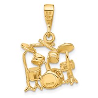 14K Yellow Gold 3-D Drum Set Charm view 3