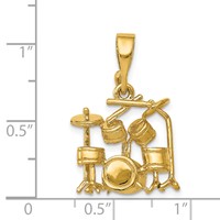 14K Yellow Gold 3-D Drum Set Charm view 4