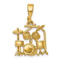 14K Yellow Gold 3-D Drum Set Charm view 1