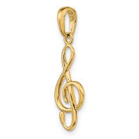 14K Yellow Gold 3-D Clef Treble Clef Pendant view 5