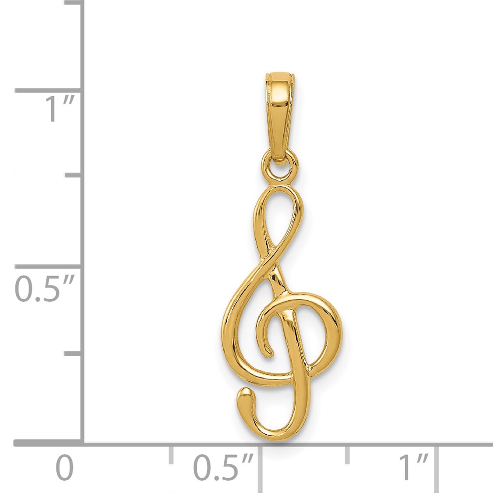 14K 3-D Clef Treble Clef Pendant (A2192)