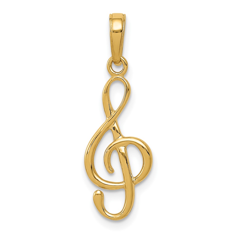 14K 3-D Clef Treble Clef Pendant (A2192)