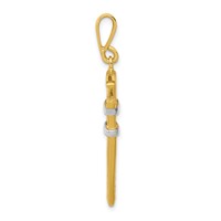 14K and White Rhodium 3-D Pipe Wrench Charm view 2