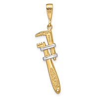 14K and White Rhodium 3-D Pipe Wrench Charm view 3