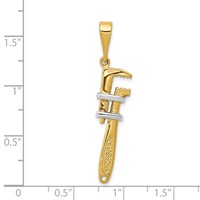 14K and White Rhodium 3-D Pipe Wrench Charm view 4