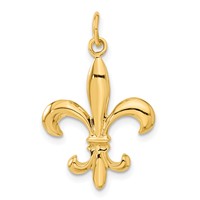 14K Yellow Gold Solid Fleur De Lis 3-D Charm view 3