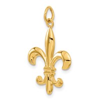 14K Yellow Gold Solid Fleur De Lis 3-D Charm view 5
