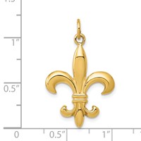 14K Yellow Gold Solid Fleur De Lis 3-D Charm view 4