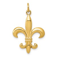14K Yellow Gold Solid Fleur De Lis 3-D Charm view 1