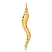 14K Yellow Gold Large 3-D Italian Horn Charm view 3