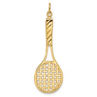 14K Yellow Gold Large 3-D Tennis Racquet Pendant view 3