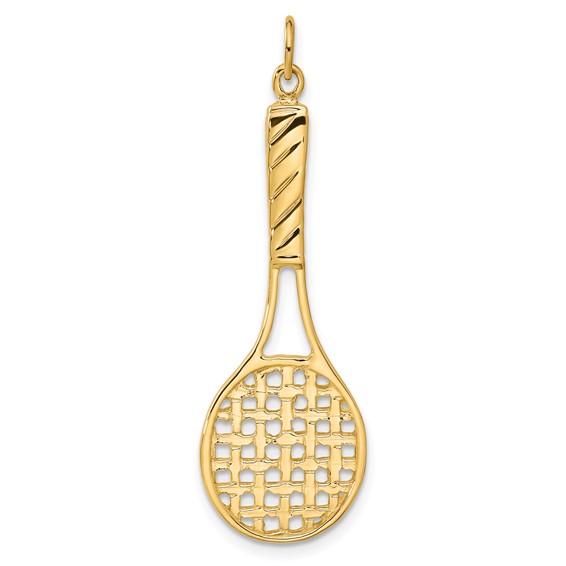 14K Large 3-D Tennis Racquet Pendant