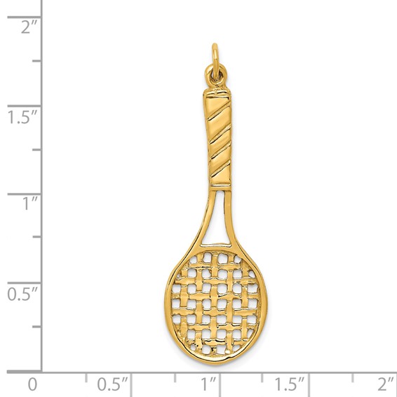 14K Large 3-D Tennis Racquet Pendant