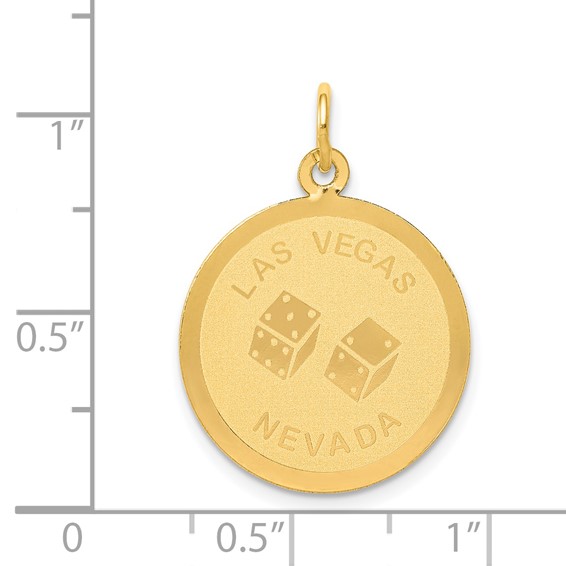 14k LAS VEGAS NEVADA with Dice Engravable 19mm Disc Charm
