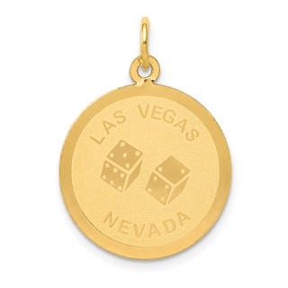 14k LAS VEGAS NEVADA with Dice Engravable 19mm Disc Charm