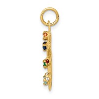 14K Yellow Gold Multi-color CZ Stones Artist Palette Charm view 2