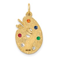 14K Yellow Gold Multi-color CZ Stones Artist Palette Charm view 3