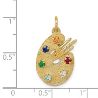 14K Yellow Gold Multi-color CZ Stones Artist Palette Charm view 4