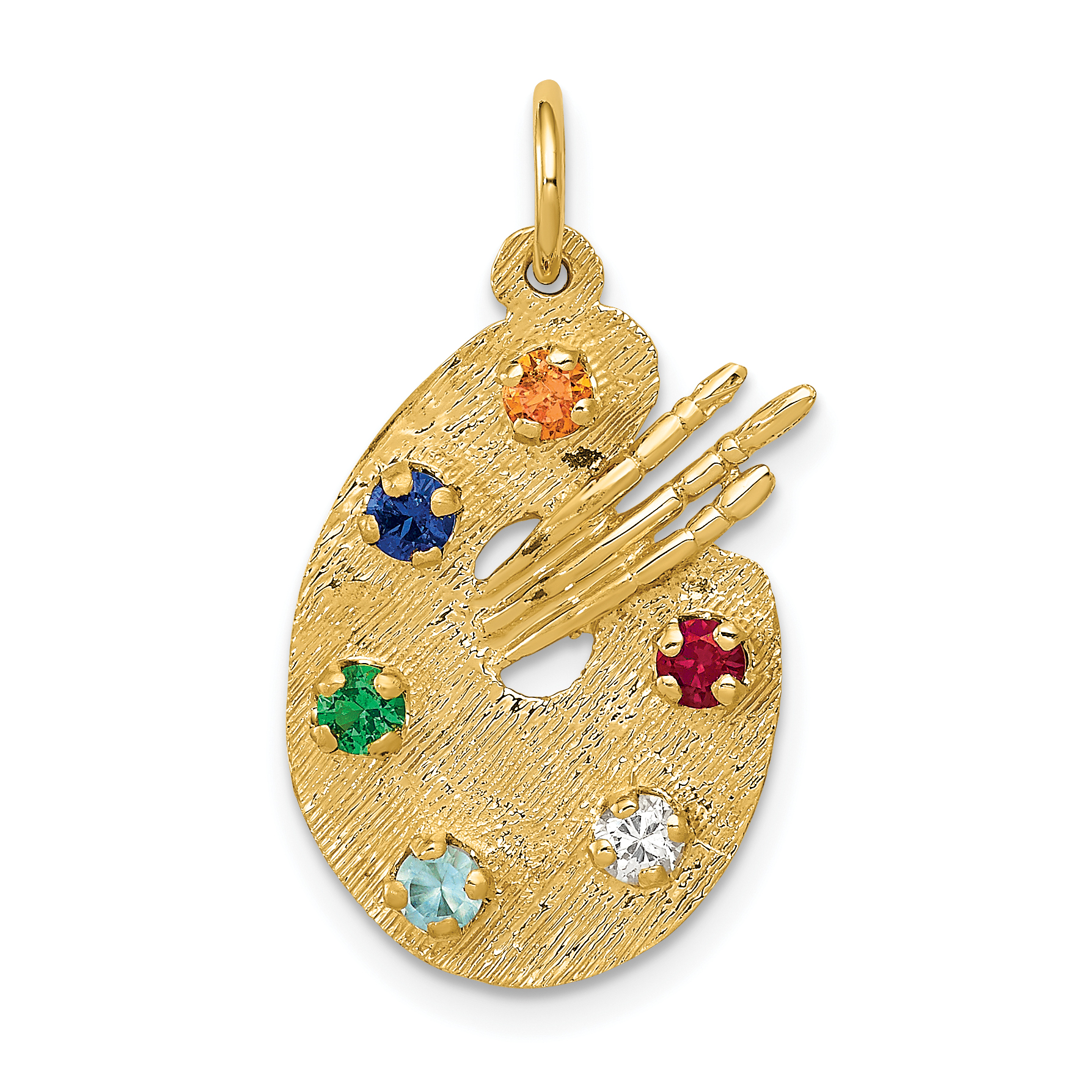 14k CZ Stones Artist Palette Charm (A3737)