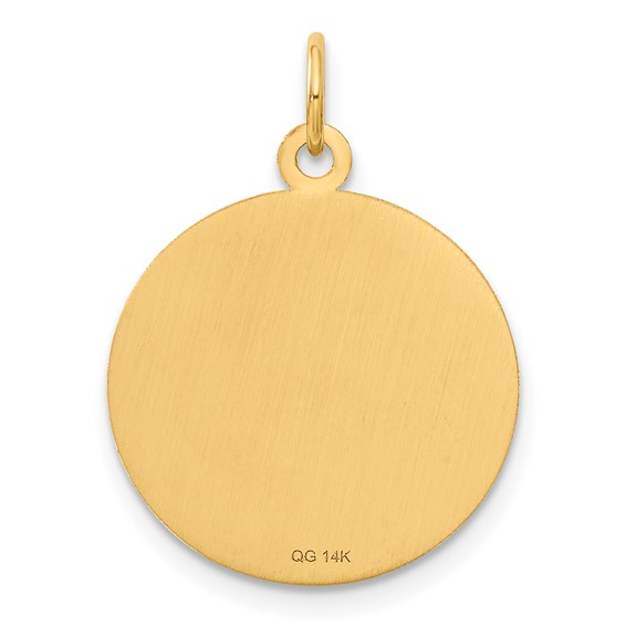 14k Engravable Back Caduceus Disc Charm