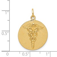 14K Engravable Back Caduceus Disc Charm view 4