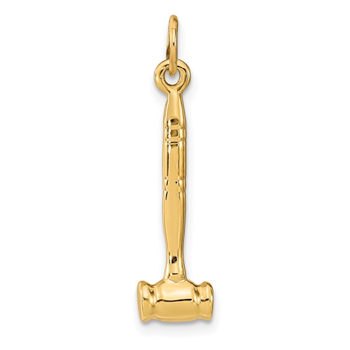 14K Yellow Gold 3-D Gavel Charm