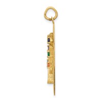 14K Yellow Gold Multi-color CZ Tree of Life Pendant view 2